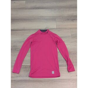 Nike Pro Combat Hyperwarm Compression Mock Neck Shirt Womens Small Pink Dri-FIT